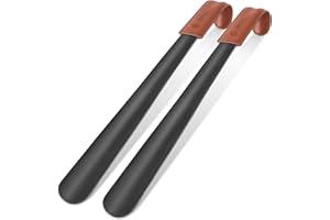 ZOMAKE Łyżka Do Butów Metalowa Długi 42cm 2Szt,Stali Nierdzewnej Róg Do Butów Stabilna Klakson But Z Wspornikiem ściennym Dla Seniorów Męska Kobieta(2Szt Czarny)