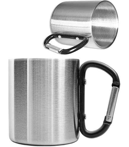 Tazza Da Campeggio In Acciaio Inox Con Moschettone - Per Bevande Calde E Fredde Ovunque! - Foto 4