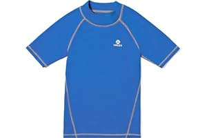 H.MILES HMILES Short-Sleeve Rash Vest Kids - UPF Boys Girls Rash Guards Swim Top Quickdrying Childs Surf Shirt Wet Top Beach Water Sports Swimwear