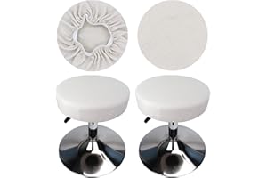 HuaLiSiJi Copri Sgabello Rotondo 30-40cm Fodera Sgabello Rotondo Tessuto di Lusso, Estensibile Resistente Alle Rughe Lavabile Antipolvere Morbido e Durevole (Bianco, 2)