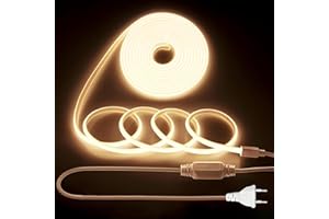 YeahBoom 2M COB LED Streifen,220V Direktanschluss mit Eurostecker,Warmweiß 3000K,Hohe Dichte Flexibler Wasserdicht LED Strip,für Schlafzimmer Schrank Zuhause Party Dekoration