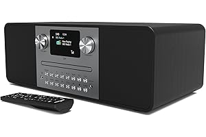 DAB/DAB+ & FM Digital Radio with CD Player | Bluetooth & USB MP3 Player | 60w Premium Sound | Remote Control | Mains Powered | Perfect for Home Entertainment | AZATOM D4 (Black)