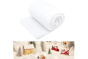 SIMEIXI Schneedecke Deko Weihnachten, 80 X 240 cmKünstliche Schneedecke, Kunstschnee Deko, Flauschig Schneewatte Decke für Weihnachten Dorf Hintergrund Dekorationen