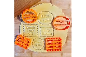 BASTOUR Set formine Biscotti, Formine per Biscotti, Tagliabiscotti, Stampi per Biscotti in Plastica, 3D Stampi Biscotti, Stampi per Biscotti con Frasi Divertenti/Irrispettose/Auguri, 4PC