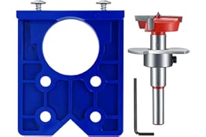 AMROCKY 35 mm Hinge Templates, Concealed Hinge Boring Jig Bit Drill Bushing Sets, Hinge Drill Jig Drill Guide, Hinge Drilling Gauge for Cabinet Hinges Mounting Plates Carpenerar