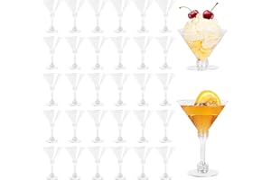 Mispudin Martini Vasos de plástico reutilizables, juego de 30 unidades, 150 ml, copas de cóctel con mango, transparentes para fiestas, bodas, cumpleaños