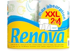 Renova Essuie-Tout XXL| 2 rouleaux| 2 rouleaux XXL= 4 standard|2 plis blanc