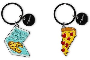 Legami - Set di 2 Portachiavi in Metallo Smaltato, What a Key Ring!, Motivo di Pizza, Regalo Per Coppia, Portachiavi Charm Per Borsa, Anello a Spirale Resistente, Dimensioni 4 x 8,5 x 0,2 cm