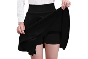 GOOBGS Women's Casual Versatile Mini Skater Stretchy Skirt with Shorts