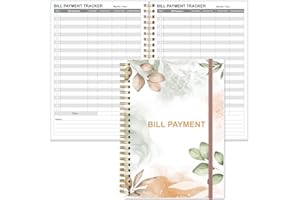 HEVEBOIK Bill Payment Tracker Notebook - Monthly Bill Organizer & Planner for Personal Budgeting Financial, Payments Checklist Organizer, 5.8" x 8.5", Rose Leaf