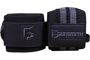 Gunsmith Fitness Power Wrist Wraps – 1 Pair Heavy Duty Black Wrist Supports for Gym Weightlifting, Powerlifting, Bench Press, Bodybuilding, Crossfit, Cross Training for Men & Women…