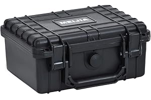 MEIJIA Portable All Weather IP67 Waterproof Protective Case, Hard Case, Camera Case with Customizable Foam, Fit Use of Drones, Cameras, Equipments, 8.12 x 6.56 x 3.56 Inches, black, Dry case