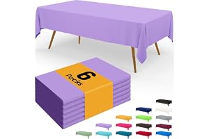 Homaxy engångsbordsduk – 6-pack, 137 x 274 cm, lavendel | Vattentäta plastdukar, avtorkbara, dekorativa rektangulära läckages