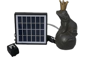 Storm's Gartenzaubereien Wasserspeier Froschkönig auf Kugel mit Solarpumpe 19cm für Miniteich als Teichdeko - Gartendeko