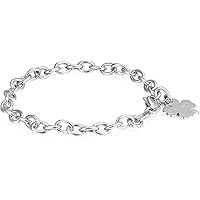 S'Agapõ Bracciale Donna Collezione Haiti, Acciaio 316L A Due Fili Con Ciondoli Ancora E Stella, Pietre Naturali Sodalite, Ipoallergenico, Regalo Italiano