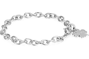 S’AGAPÕ S'Agapõ Bracciale Donna, Bracciale Componibile in Acciaio con Simbolo Quadrifoglio | Collezione Happy - SHAC56