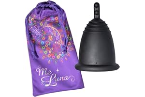 MELUNA Me Luna Menstrual Taza Classic, mango, negro, tamaño L