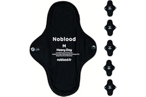 NOBLOOD Juego de 5 | Compresas de Algodón Reutilizables | Flujo Abundante | Día - Noche | Mujer Adolescente Pre-Adolescente| Cero Residuos | Compresas Reutilizables | Compresas Menstruales Lavables