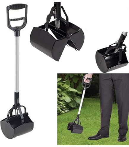 JINGUWU Dog Pooper Scooper – 80cm Long Handle Foldable Poo Grabber For Medium/Large Dogs, No Bending Required