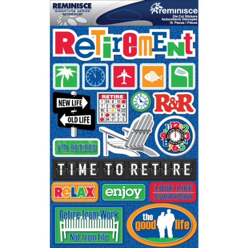 Reminisce376093 Signature 3 Dimensional Stickers 4.5" x 6" Sheet - Retirement