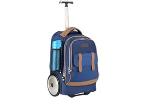 UNIKER Rolling Laptop Bag for 14 Inch Laptop,Roller Bookbag,Schoolbag with Wheels,Briefcase on Wheels,19 Inch Wheeled Computer Bag, Blue