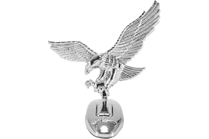 WOWLELA Auto Emblem, Adler Statue Kotflügel Ornament Kühlerfiguren für Autos Eagle Kopf Motorhaube, 3d Logo Auto Abzeichen für Motorrad Geländefahrzeug Silber