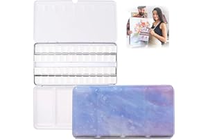 GOIEHIR Palette aquarelle vide avec 52 demi-poêles, grande boîte en métal, pour peinture aquarelle, art DIY, eau fantaisie violet clair