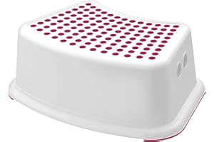 ADMOS Plastic Child Foot Step Stool Anti-Slip Cover on Top With For Children kids with a Max. Weight of 77 lb (Pink/White)
