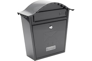 BURG-WÄCHTER Burg-Wachter MB01A Anthracite Classic Wall Mounted Galvanised Steel Lockable Weatherproof Post Box - 36x37x13cm