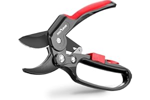 FLORA GUARD Professionelle Ratschenschere,Gartenschere SK5 Klingen, schneiden ca. 20mm,teflon-Coated ausgestattet, perfekt für schwache Hände und Arthritis