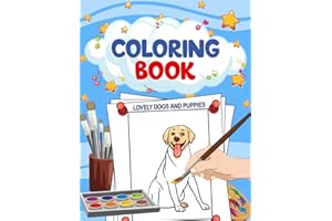 Watercolor Coloring Book For Kids - Lovely Dogs and Puppies