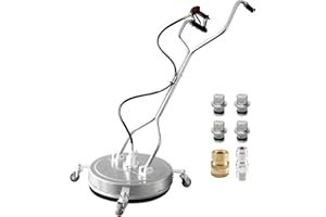 HOLDONELIGHT 20" Pressure Washer Surface Cleaner, Dual Handle with 4 Wheels, Stainless Steel Housing Includes 4 Nozzles & 2 Hose Adapters, Perfect for Driveways, Sidewalks, Patios, and Deck Cleaning