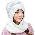 TopiBaaz Women Winter Beanie Cap Hat for Girl's | Pashmina Cashmere Knitted Faux Fur Warm Snow Wind Proof Skull Woolen Cap for Women | Rabbit Beret Ski Cap Hat for Cold Season | Freesize