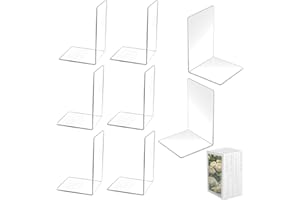 PBUSPU 8 Pezzi Fermalibri per Mensole Trasparente in Acrilico, Espositore per Libri in Acrilico, Set di Fermalibri