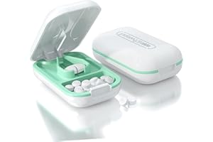 Dyroe tablettenteiler, Pillenschneider Große und Kleine Tabletten, Tablettenspalter Pillenteiler mit Tablettenaufbewahrungsfach, Pillen Vitamin-Tabletten, Tragbarer Tasche Pillenzerkleinerer Grün