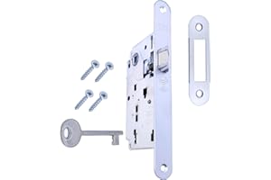 GAMOBIFER Serratura Porta Interna AGB Serie CENTRO. Entrata 50, Interasse 90. (Fronte 22x196, SCROCCO CHIAVE, CROMATO Opaco)