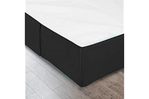 ISZI Mantovane Giroletto in Poliestere Letto Gonna da Letto Classica Rivestimento per Giroletto Matrimoniale Vestiletto Matrimoniale Coprirete Singolo Gonna da Letto Elastica,Nero,180 * 200+35cm