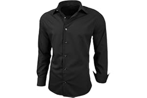Baxboy Herren-Hemd Slim-Fit Bügelleicht Für Anzug, Business, Hochzeit, Freizeit - Langarm Hemden für Männer Langarmhemd R-44