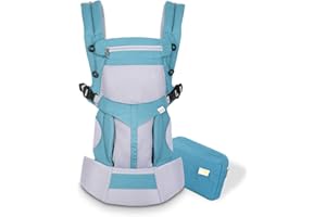 SONARIN Mochila portabebé Transpirable Premium,Ergonómica,capucha de dormir,para recién nacidos y bebés(3-48 meses),carga máxima 20 kg,Soporte para la Cabeza,Marsupio portabebé(Azul)