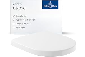 Villeroy & Boch WC-Sitz O.novo - Toilettendeckel Weiß glänzend aus robustem Duroplast - Toilettensitz mit Edelstahl-Scharnieren - Hochwertiger WC-Deckel - Klodeckel D-Form - Original Ersatzteil