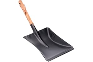 Redecker Kehrschaufel, schwarz, mit Gummilippe, geölter Buchenholzgriff, pulverbeschichtetes Metall, Größe: 45 cm