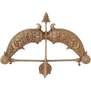 Ram Dhanush Brooch Pin for Men, Vintage Gold Tone Metal, Traditional Indian Design