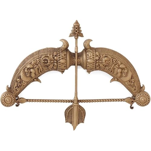 Ram Dhanush Brooch Pin for Men, Vintage Gold Tone Metal, Traditional Indian Design