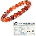 Reiki Crystal Products Certified Carnelian Bracelet Natural Crystal Stone 8 Mm Beads Bracelet Round Shape For Reiki Healing And Crystal Healing Stone (Color : Red/Orange, Unisex Adult)