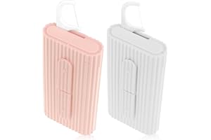 WLLHYF Portable Dental Floss Case Automatic Dental Floss Pick Organizer Case Travel Flosser Dispenser Storage Cases Refillable Holder Boxes with 10 Floss Picks for Teeth Clean (White+Pink)