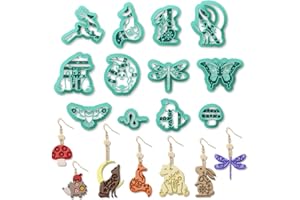 ORIGACH 12 Pcs Forest Animals Clay Cutters，Wildflowers Design Clay Cutters for Polymer Jewelry Earrings with a Clear Storage Box