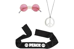 W WIDMANN MILANO PARTY FASHION WIDMANN Hippie Set Fascia Per Testa Occhiali Collana Costume Party E Carnevale 321, Multicolore