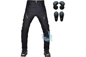 VOLERO PK-09 Multifuncional Impermeable Cortaviento Pantalon Moto Hombre con Equipo de Protección, Pantalón Vaquero Moto Hombre/Mujer con Cinturón, Apta para Todo El Año