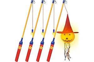 Aomig 4Pcs Laternenstäbe mit LED Kinder Elektrischer Geschenke Laternenstab Gelbes/Rot Licht Laterne Zauberstäbe Kindergarten Halloween St Martin Karneval Party Kostümparty Weihnachten Neujahr(A-40cm)