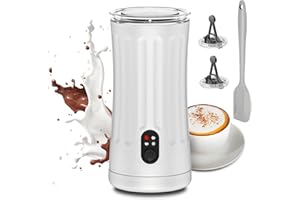 Ovetedot Milchaufschäumer, 4-in-1 Milchaufschäumer Elektrischer für Heißen und Kalten Milchschaum, Automatische Abschaltung Kaffee Aufschäumer für Latte, Macchiato, Cappuccino(Weiß)